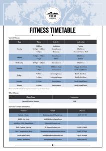 Group Fitness Timetable